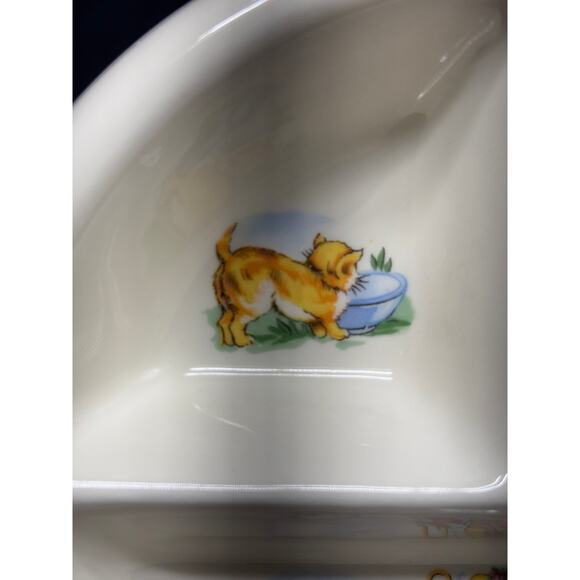 Vintage 1940's Divided Baby Food Warming Dish with Little Bo Peep Theme, Retro - Picture 6 of 10